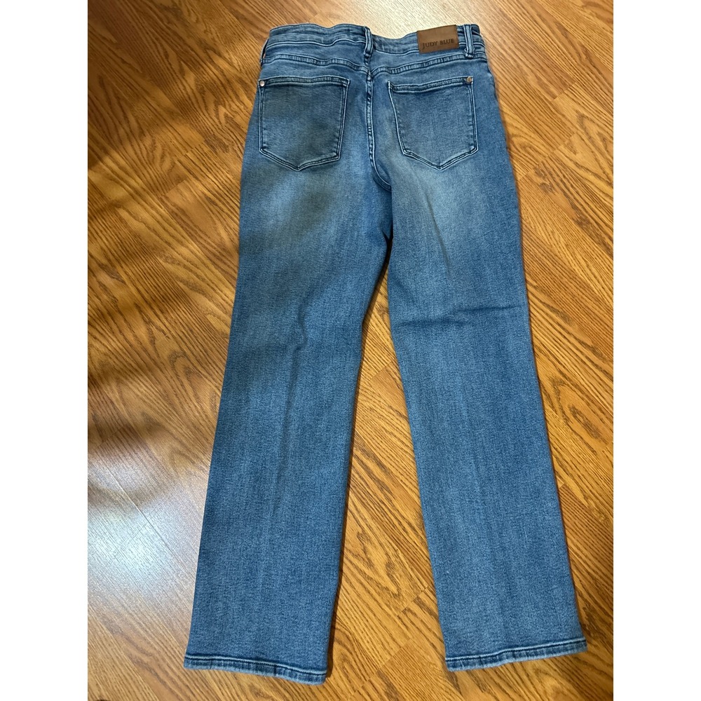 Judy Blue Dad Jeans Distressed Med Wash Straight Leg Denim JB88859 MD Size 11/30 - Picture 3 of 5